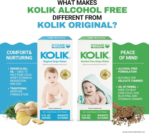 Vista 6 de Dr. Chase Kolik Gripe Water for Babies - Alivio de cólicos, gases y molestias para recién nacidos y bebés, gotas de gas a base de plantas sin