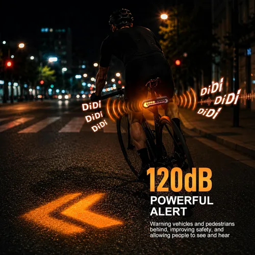 Vista 3 de JINKEY Luz trasera inteligente para bicicleta con señales de giro Negro