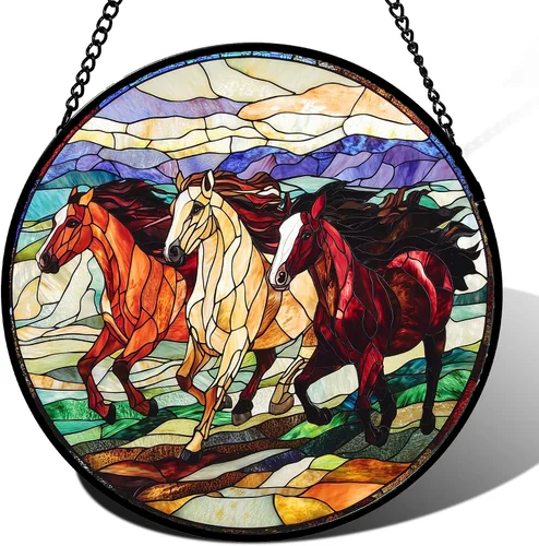 Vista 15 de DASTOLL Conjunto de 4 Piezas de Vidriera Manchada para Colgar en Ventanas, Tema de Flores Púrpuras, 16 cm - Atrapasoles de Tulipán para Puerta Juego