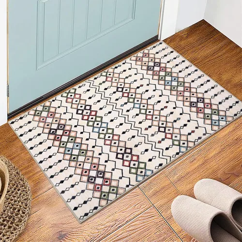 Vista 19 de FairOnly Tapete marroquí bohemio de 2 x 3 pulgadas, lavable, antideslizante, pequeño, para baño, cocina, dormitorio, entrada