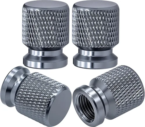 Vista 26 de 4 piezas de tapas de válvula de neumático con estilo púas, cubiertas de válvula de neumático universales de aleación de aluminio a prueba de polvo
