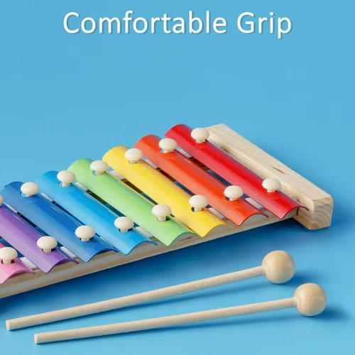 Vista 4 de 2 mazos de xilófono de madera, palos de percusión de 7.5 pulgadas para xilófono Glockenspiel Bell Timbre tambor de madera