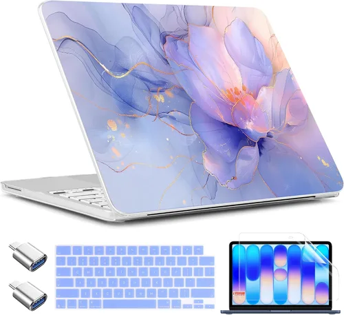 Vista 52 de TWOLSKOO Funda para MacBook Neo de 13 pulgadas 2026 A3404 A18 Pro Chip, funda rígida de plástico con adaptador tipo C, 2 fundas para cámara web