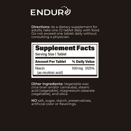 Vista 6 de ENDUR-ACIN® Niacina de liberación prolongada 500 mg, ácido nicotínico, 100