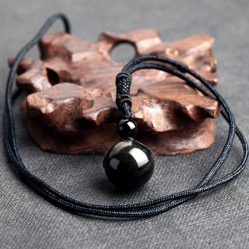 Vista 27 de iSTONE Collar unisex con dije de cuentas redondas auténticas, cadena de cuerda negra de 24 pulgadas para hombres y mujeres