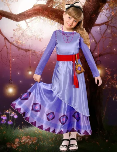 Vista 2 de Ainiel Wish Asha - Disfraz de princesa para niñas, disfraz medieval para juegos de rol, disfraz de Halloween