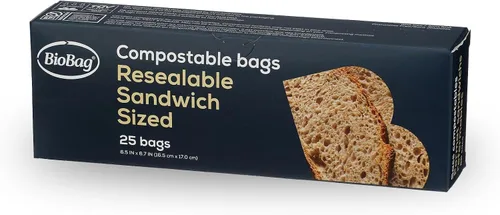 Vista 14 de BioBag Bolsas de almacenamiento de alimentos resellables 100% compostables certificadas, 20 unidades, cuartos de galón, perfectas para refrigerador