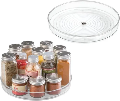 Vista 7 de iDesign Organizador Lazy Susan de 9 pulgadas, plato giratorio pequeño Lazy Susan para armario o despensa, transparente Tocadiscos pequeños