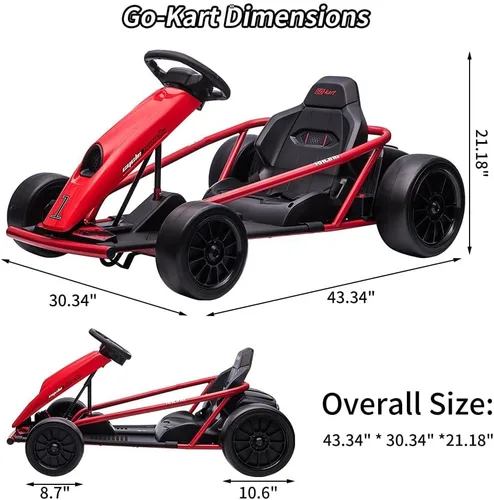 Vista 32 de Go Kart alimentado por batería de 24 V para niños de 8 a 15 años Azul