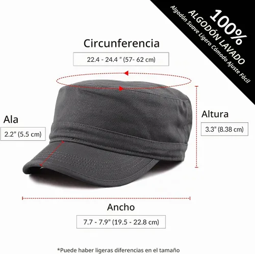 Vista 3 de The Hat Depot Gorra Militar Cadete del Ejército con Tinte al Agua y Algodón Lavado Gorra Básica y Desgastada de Algodón Cepillo Cadete 1. Básico