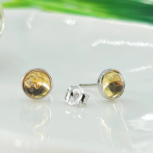 Vista 68 de Pendientes naturales de 0.236 in con chapado en oro blanco sobre plata de ley, bisel cabujón de piedras preciosas regalo de joyería para ella