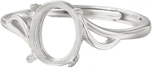 Vista 9 de Anillo ajustable de plata de ley 925 en blanco de 5 x 7/6 x 8/7 x 9/8 x 10/10 x 13/0.472 x 0.551 in, base de anillo de ajuste de anillo de bricolaje