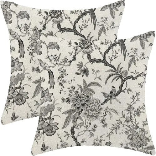 Vista 17 de CXMEIFLY Juego de 2 fundas de almohada de hojas florales de primavera de 16 x 16 pulgadas, para decoración de flores chinoiserie, almohadas