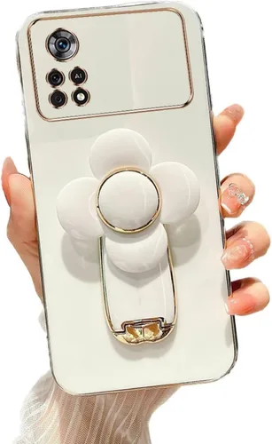 Vista 70 de Miagon - Funda con soporte para Xiaomi Redmi A1, galvanizado suave TPU protector delgado a prueba de golpes con molinete giratorio soporte de flores