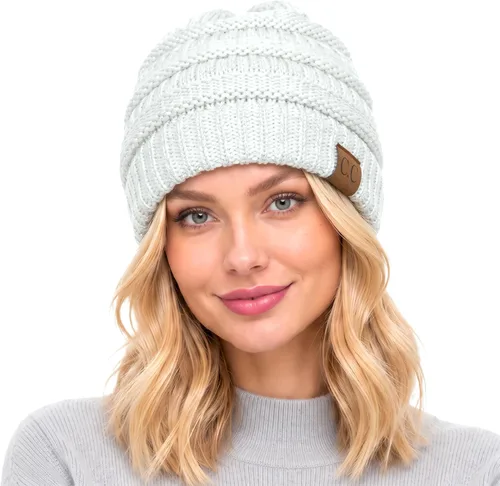 Vista 24 de CC Classic Winter Fall Trendy Chunky Stretchy Cable Knit Beanie Hat 2 tonos púrpura/azul marino