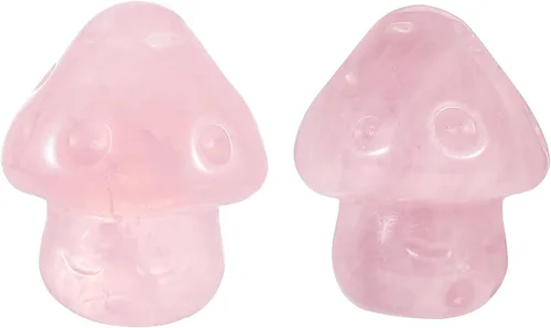 Vista 11 de Nupuyai Paquete de 2 mini figuras de cristal talladas de hongos de bolsillo para relajación de ansiedad, escultura de hongo pulido para jardín