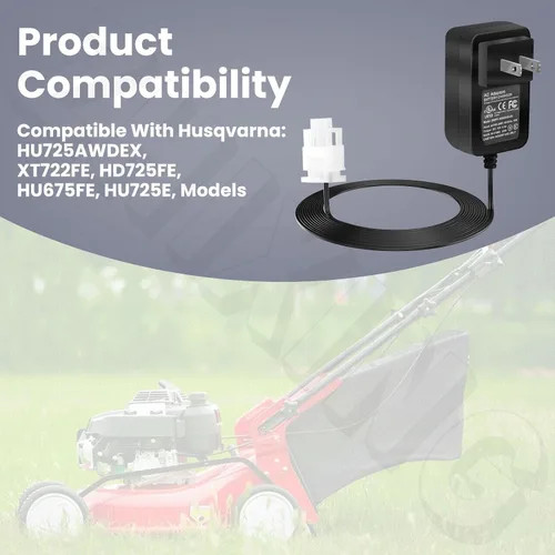 Vista 3 de 587007101 Cargador de batería para cortacésped – Cargador de 12 V por compatible con Husqvarna Craftsman Sears 532190097 HD725FE, HU675FE, HU725E