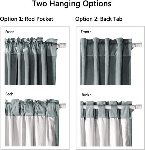 Vista 109 de cololeaf Panel de cortinas opacas de terciopelo con forro para cine en casa, cortina de ganchos planos para barra transversal o pista, 100 pulgadas