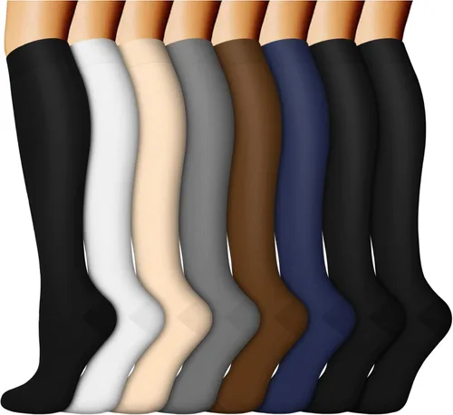 Vista 18 de ACTINPUT 8 pares de calcetines de compresión para mujeres y hombres, medias de compresión de apoyo para médicos, correr, atletismo