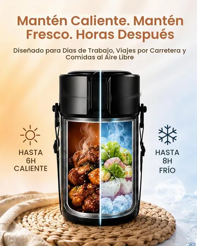 Vista 3 de Tarro térmico de alimentos para adultos de 82 onzas para comida caliente, contenedores de alimentos apilables aislados de boca ancha bento/alimentos