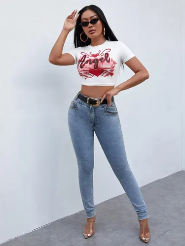 Vista 5 de SOLY HUX Camiseta corta de manga corta Y2k para mujer, camiseta de verano, Blanco