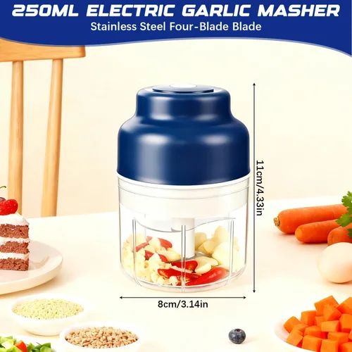 Vista 7 de Picadora eléctrica de ajo 2026, picadora de ajo pequeña, recargable, procesador de alimentos pequeño portátil de 8.5 fl oz, herramienta eléctrica