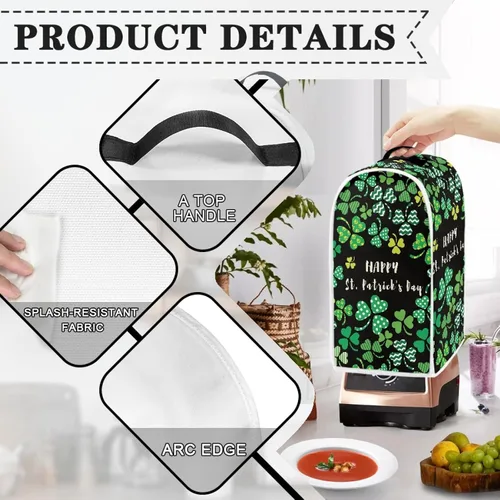 Vista 3 de GOSTONG Happy St. Patrick's Day Blender Covers - Cubierta antipolvo para cocina, protector antisalpicaduras, huellas dactilares, manchas de Feliz