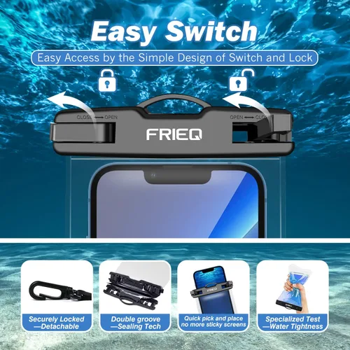 Vista 2 de Bolsa impermeable para teléfono, paquete de 2, funda impermeable universal IPX8, bolsa seca con cordón para iPhone 14/13/12/11 Pro Max, Samsung