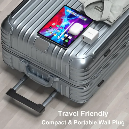 Vista 6 de OKRAY - Enchufe de pared USB, paquete de 2 unidades de 18 W, bloque de carga rápida 3.0, adaptador de corriente de carga rápida, cargador de viaje