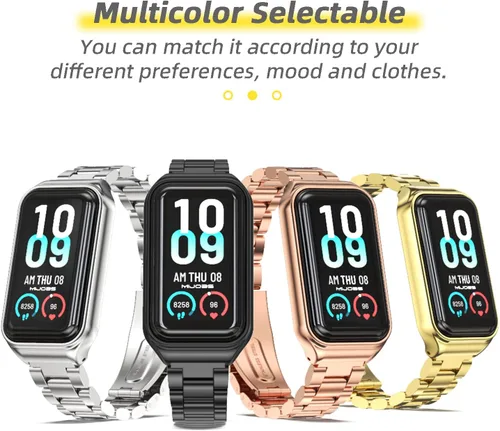 Vista 8 de Correa de repuesto de metal para Amazfit Band 7, compatible con Amazfit 7 Fitness Tracker