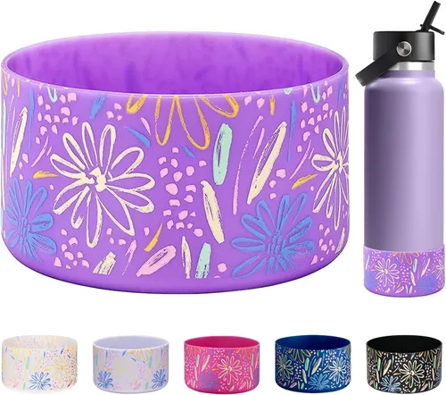 Vista 54 de WK IEASON Base protectora de silicona para botellas Hydro Flask de 12 a 24 onzas de ancho y boca estándar, funda antideslizante para accesorios de 2