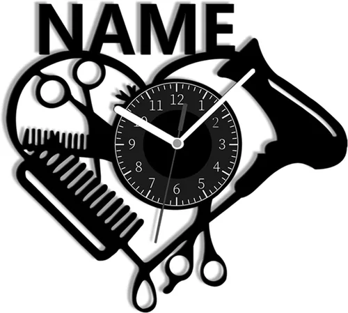 Vista 8 de Reloj de pared personalizado para peluquería, regalo de peluquería, reloj de pared con nombre personalizado, reloj de pared de metal divertido