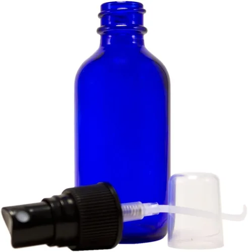 Vista 3 de GreenHealth Botellas atomizadoras de cobalto de 2 onzas (paquete de 4) botella de aceite esencial de vidrio atomizador de pulverizador fino