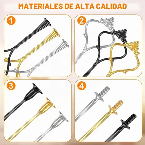 Vista 3 de Patelai 12 juegos de 3 bandejas escalonadas, simple, negro, plata, oro