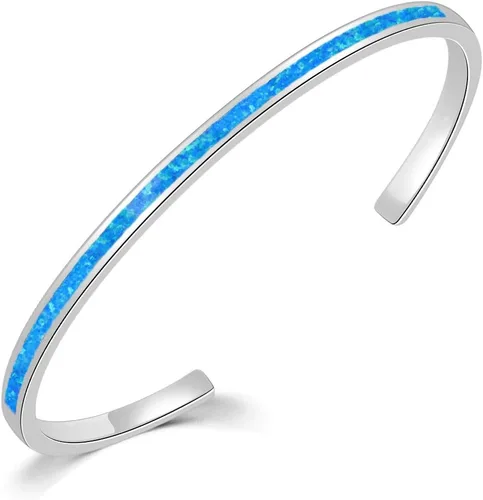 Vista 8 de CiNily Pulsera de ópalo para mujer, chapada en oro, hipoalergénica, con piedras preciosas abiertas
