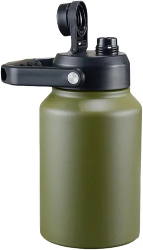 Vista 12 de Botella de agua aislada al vacío de boca ancha de 64 onzas, 128 onzas, con asa, cubo de hielo de acero inoxidable, taza de viaje, gran cantimplora