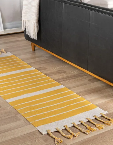 Vista 22 de Unique Loom Chindi Cotton Collection - Alfombra de área - Sophie (2 pies 2 pulgadas x 6 pies 1 pulgada, color aguamarina y blanco)