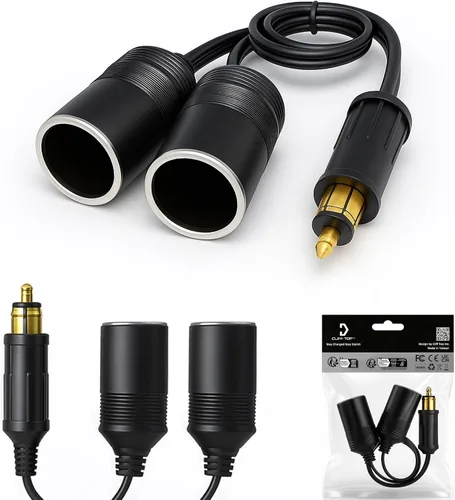 Vista 13 de Cliff Top Adaptador de Enchufe DIN Hella de Motocicleta a Toma de Encendedor de Cigarrillos – Convertidor de Cable de Extensión de 12V/24V