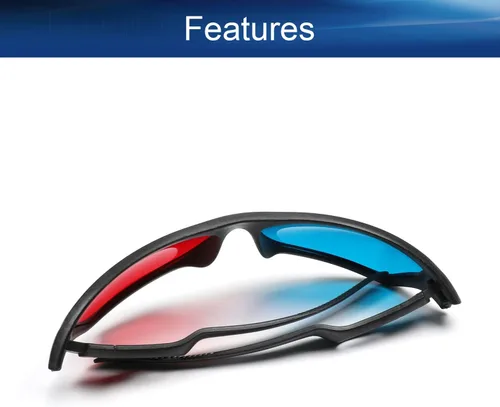 Vista 3 de Othmro Gafas de estilo 3D duraderas, gafas de visión 3D, gafas de juego de películas 3D, gafas de juego de películas rojo-azul, gafas 3D, marco