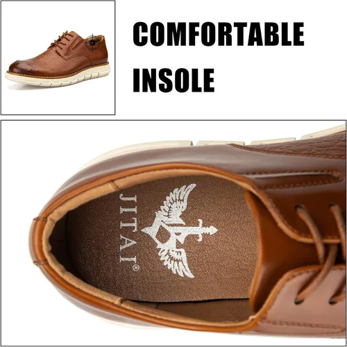 Vista 3 de JITAI Zapatos de vestir Oxford casuales para hombre, zapatos de moda de negocios con cordones para hombres