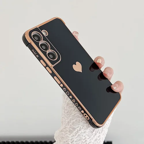 Vista 131 de phylla Funda de teléfono compatible con Samsung Galaxy A12 de 6.5 pulgadas, lindo corazón chapado en oro, elegante funda de lujo para mujer