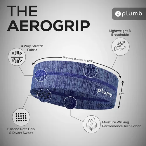 Vista 3 de Aerogrip Sweatband - Diadema deportiva de rendimiento - Absorbe la humedad para hombres y mujeres - Todos los deportes - Correr - Yoga- Equitación