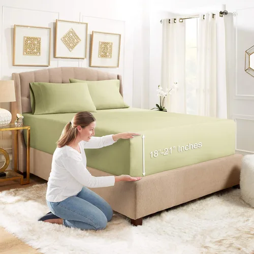 Vista 38 de Empyrean Bedding - Sábanas bajeras tamaño Queen, con sábana de cajón extra profunda – Juego de sábanas bajeras extra profundas, de 24 pulgadas