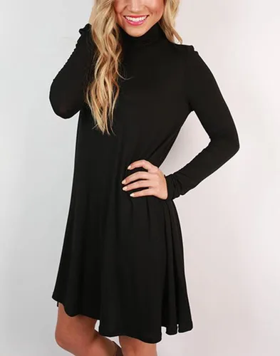 Vista 6 de Vestidos tipo camiseta de manga larga con cuello alto para mujer