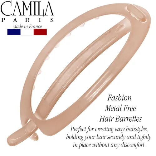 Vista 2 de Camila Paris CP2320 - Pinza de pasador de pelo francés, soporte flexible para cola de caballo sin piezas metálicas, pinzas de agarre fuerte