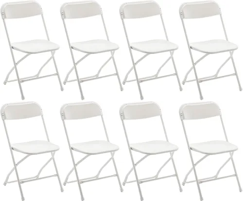 Vista 18 de BTEXPERT Silla Plegable de Plástico Blanco con Marco de Acero, Silla Comercial de Alta Capacidad para Eventos, Ligera, Set para Oficina, Boda