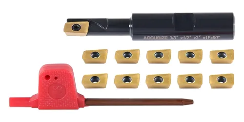 Vista 30 de Accusize Industrial Tools Molino de extremo indexable de hombro cuadrado de 90 grados de 1/2 '' con insertos de carburo Apkt11T3, 0056-0913