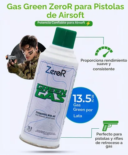 Vista 2 de ZeroR® Green Gas Fuel for Airsoft Pistols 13.5 fl oz Each (11.8 oz by Total Weight)