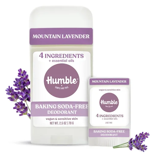 Vista 8 de Desodorante sin aluminio de fórmula original de HUMBLE BRANDS. Control de olor duradero con bicarbonato de sodio, simplemente sin perfume, paquete