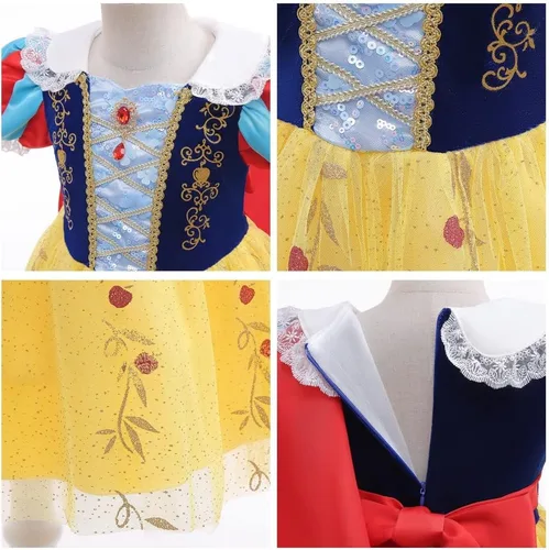 Vista 28 de HIHCBF Disfraz de princesa blanca como la nieve para niñas, cumpleaños, Navidad, Halloween, carnaval (con accesorios)